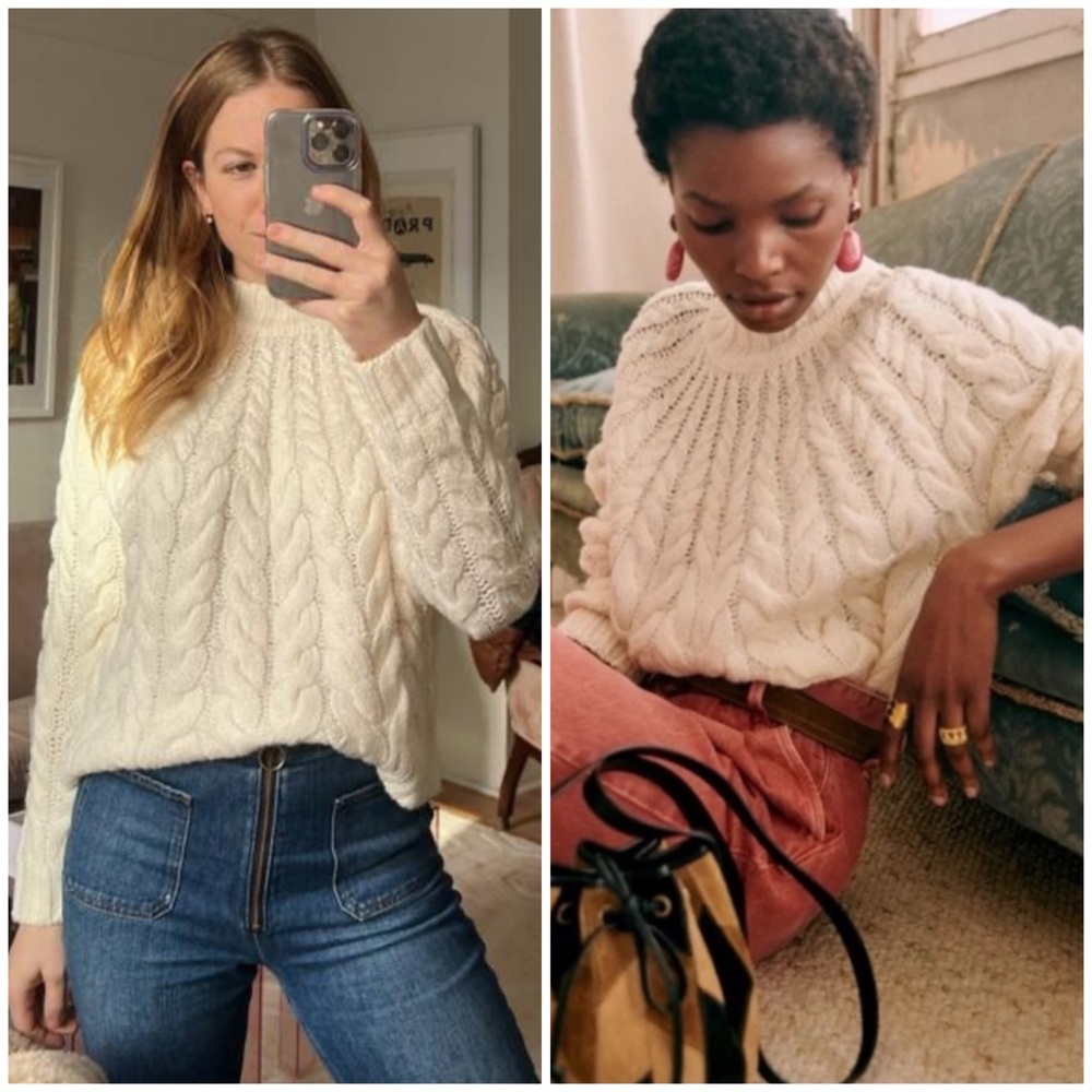 NWT Sezane Diego Cream Sweater